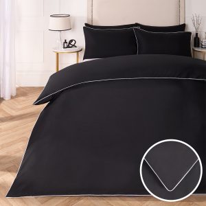 Piped Edge Duvet Set - White/Black