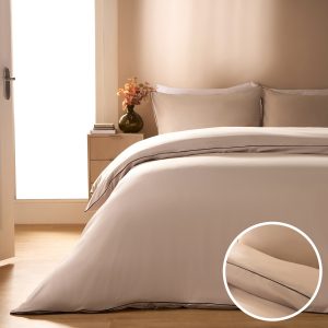 Piped Edge Duvet Cover Set - Stone/Black