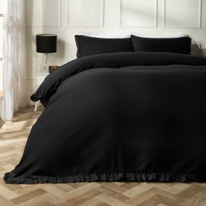 Frill Edge Duvet Cover Set - Black
