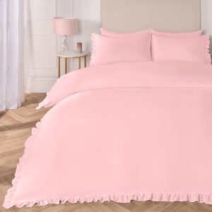 Frill Edge Duvet Cover Set - Blush