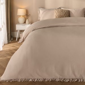 Frill Edge Duvet Cover Set - Natural