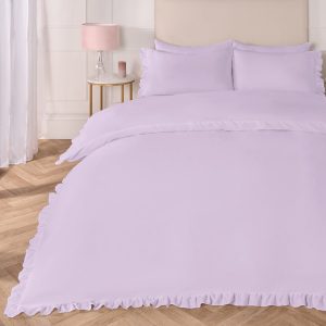 Frill Edge Duvet Cover Set - Lilac