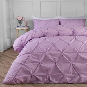 Diamond Pintuck Pinch Pleat Duvet Cover Set - Lilac