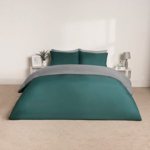 Reversible Duvet Cover Set - Teal/Grey