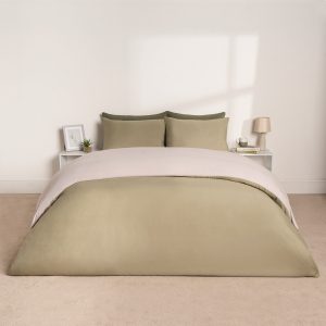 Reversible Duvet Cover Set - Natural/Sage