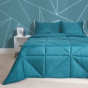Coverless Geo Quilted 7.5 Tog Duvet Set - Teal