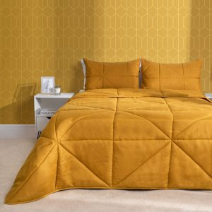 Coverless Geo Quilted 7.5 Tog Duvet Set - Ochre