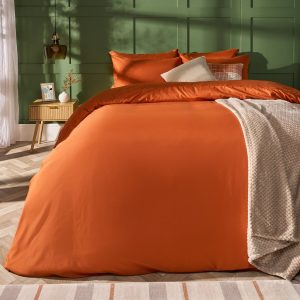 Plain Duvet Cover Set - Rust