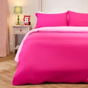 Reversible Duvet Cover Set - Hot Pink/Pink