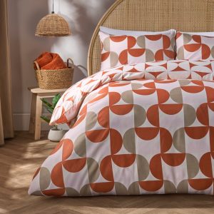 Moroccan Abstract Duvet Cover Set - Rust/ Natural