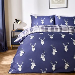 Stag Reversible Duvet Set - Navy
