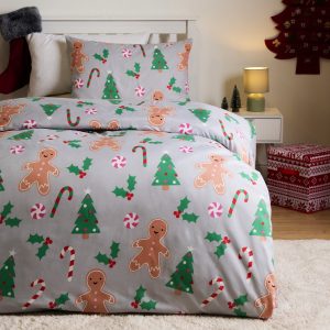 Gingerbread Man Duvet Set - Grey