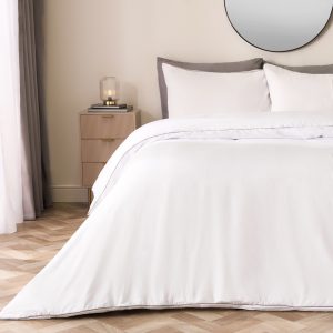 Piped Edge Duvet Cover Set - White/Charcoal
