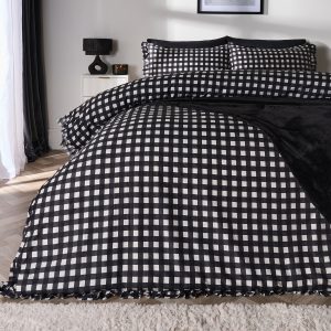 Gingham Frill Duvet Cover Set - Monochrome