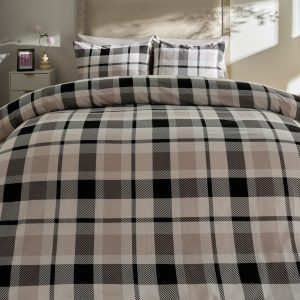 Farmers Check Brushed Cotton Duvet Cover Set - Monochrome