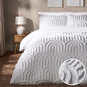 Tufted Arches Duvet Cover Set - White