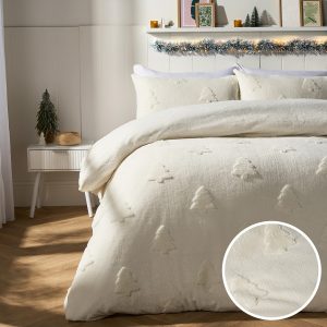 Tufted Winter Tree Duvet Cover Set - White