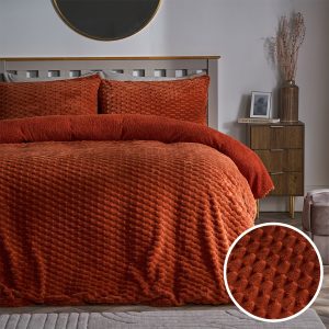 Waffle Fleece Duvet Cover Set - Rust