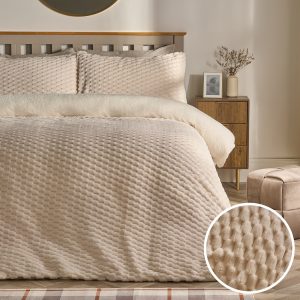 Waffle Fleece Duvet Cover Set - Cream