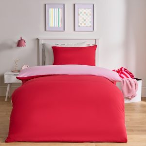 Reversible Duvet Cover Set  - Pink/Red