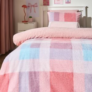 Patchwork Check Teddy Duvet Set - Multi