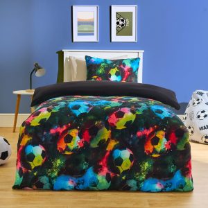 Kids Football Fleece Duvet Cover Set - Neon