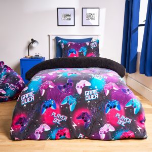Gaming Fleece Duvet Cover Set - Neon