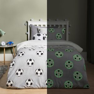 Football Glow In The Dark Duvet Cover Set - Grey