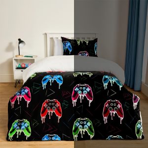 Gaming Glow In The Dark Duvet Set - Black