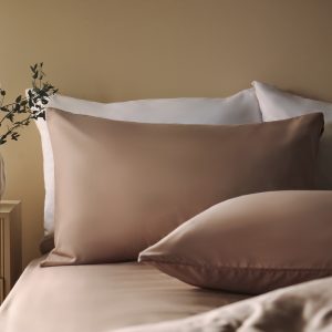 2 Pack Plain Dyed Housewife Pillowcases - Mink