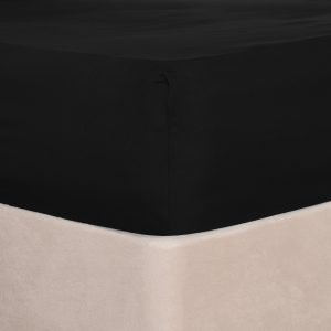 Plain Cotton Deep Fitted Sheet - Black