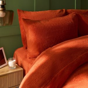 Teddy Fleece Pillowcases - Rust