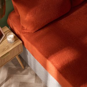 Teddy Fleece Fitted Sheet - Rust
