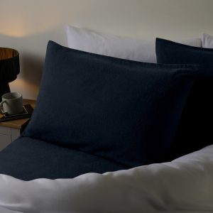 Brushed Cotton Pillowcases, Navy - 2 Pack