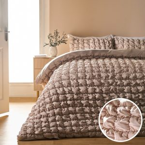 Quilted Seersucker Duvet Cover Set - Natural
