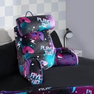 Gaming Cuddle Cushion with Head Rest - Neon