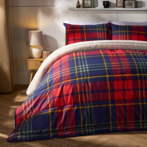 Coverless Sherpa Reversible 10.5 Tog Duvet Set - Red/Navy