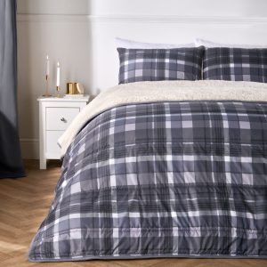 Coverless Check 10.5 Tog Duvet Set - Grey