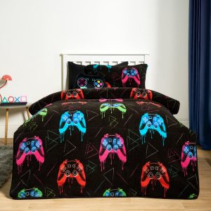 Coverless Teddy Gaming 10.5 Tog Duvet Set - Black
