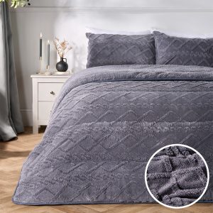 Coverless Cable Knit 10.5 Tog Duvet Set - Grey