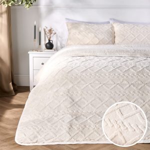 Coverless Cable Knit 10.5 Tog Duvet Set - Cream