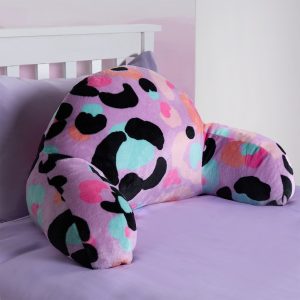Kids Leopard Fleece Cuddle Cushion - Lilac