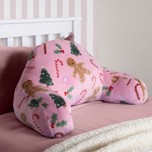 Kids Gingerbread Man Fleece Cuddle Cushion - Pink