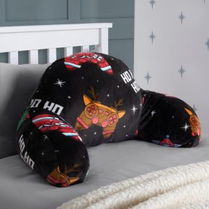 Kids Christmas Gaming Fleece Cuddle Cushion - Black