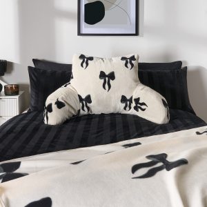 Bow Print Cuddle Cushion - Monochrome