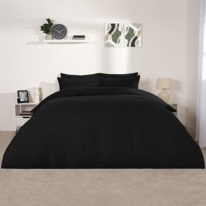 Plain Duvet Cover Set - Black