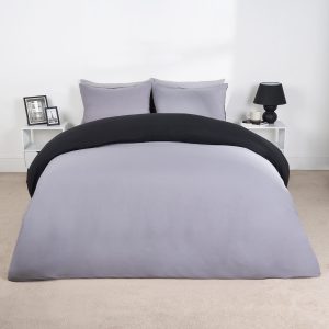 Reversible Duvet Cover Set - Black/Grey