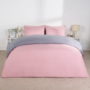 Reversible Duvet Cover Set - Blush/Grey