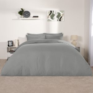 Plain Duvet Cover Set - Grey