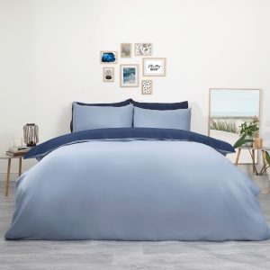 Reversible Duvet Cover Set - Navy/Blue